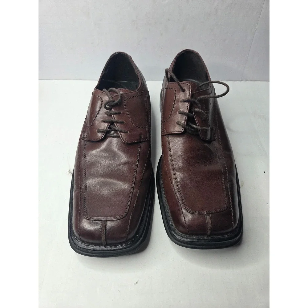 Axcess Claiborne Mens Bleeker Brown Leather Square Toe Oxford Dress Shoes 10.5 M